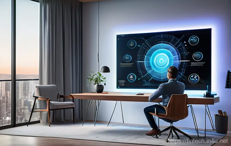 주식 시장 분석 AI 기술 - A focused individual, possibly a young adult or a professional in their 30s, is seated comfortably i...